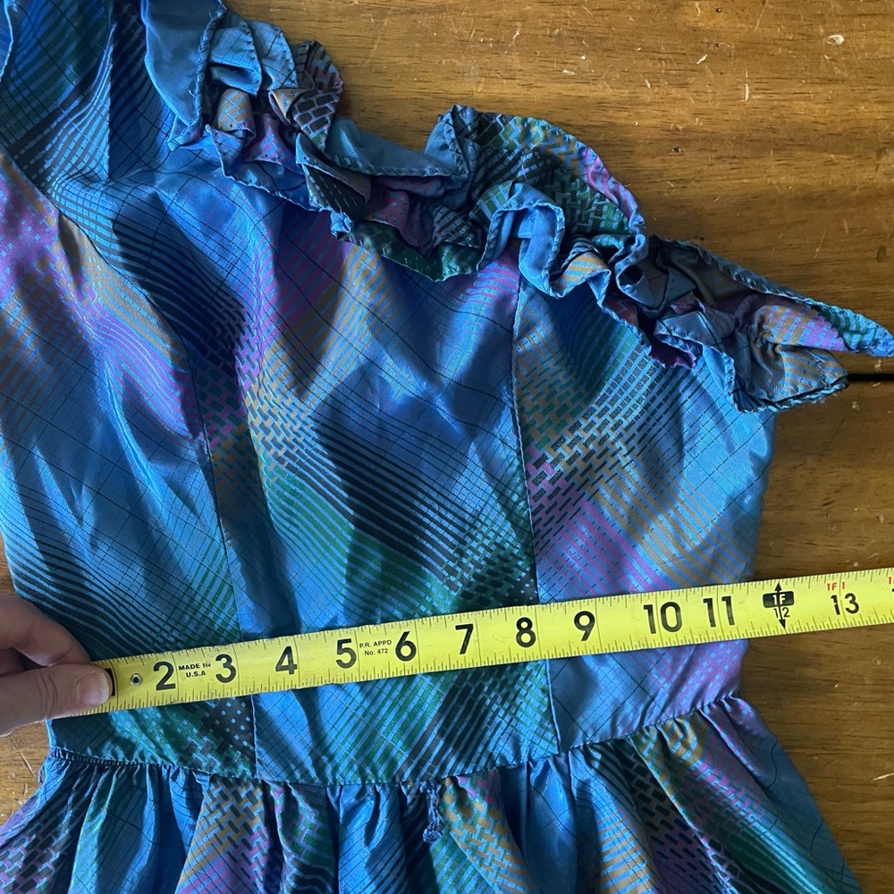 Vintage 60s One Shoulder Silk Fit Flare Party Prom Dress Sz XS 0 2 Unionmade - Picture 7 of 9